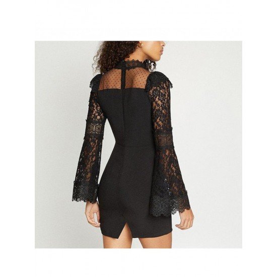  2022 Sexy Lace Flare Sleeve Women's Short Dress