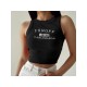 Letter Embroidery Cropped Tank Tops For Ladies