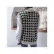 V Neck Houndstooth Sleeveless Sweater Vest For Women