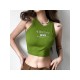 Letter Embroidery Cropped Tank Tops For Ladies