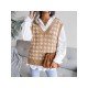 V Neck Houndstooth Sleeveless Sweater Vest For Women