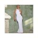 Backless White Slit Maxi Dresses For Women