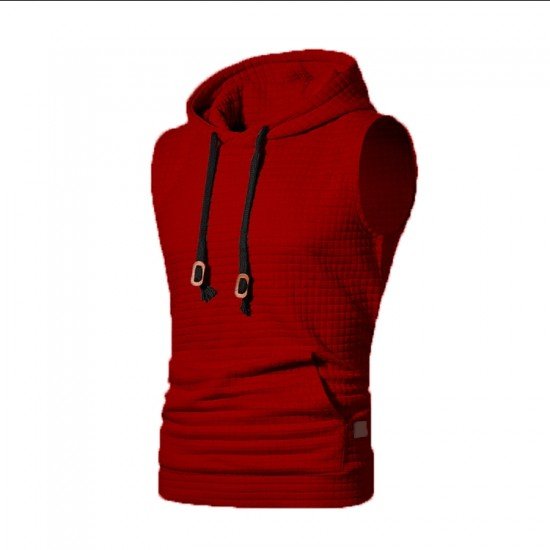  Pure Color Hooded Sleeveless Men's Vest