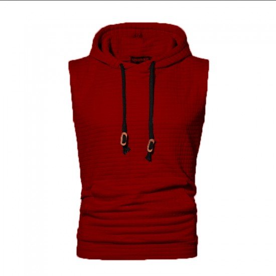  Pure Color Hooded Sleeveless Men's Vest