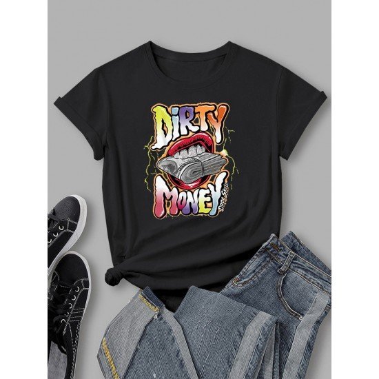 Latest Graphic Crew Neck T Shirts For Women