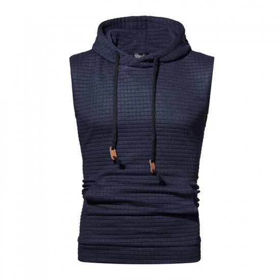  Pure Color Hooded Sleeveless Men's Vest