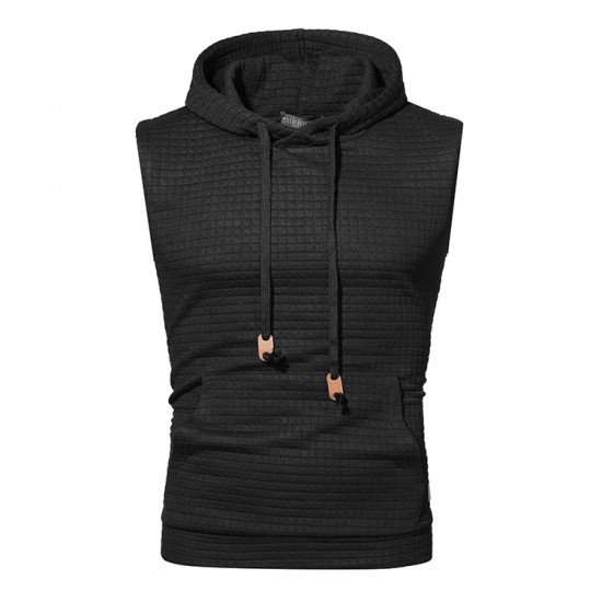  Pure Color Hooded Sleeveless Men's Vest