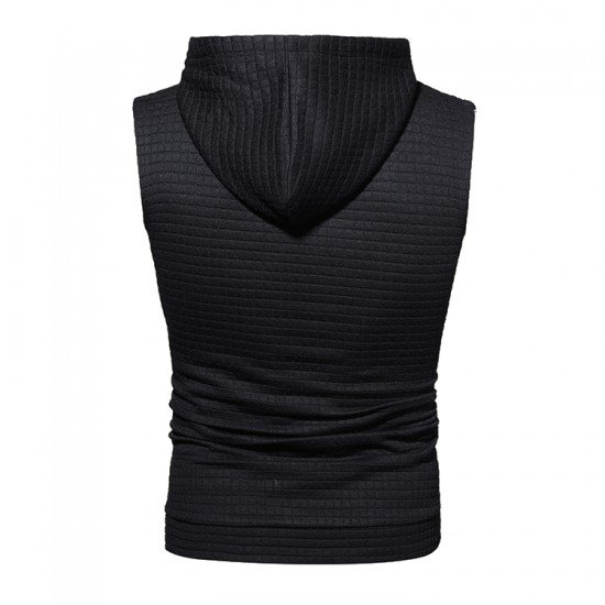  Pure Color Hooded Sleeveless Men's Vest