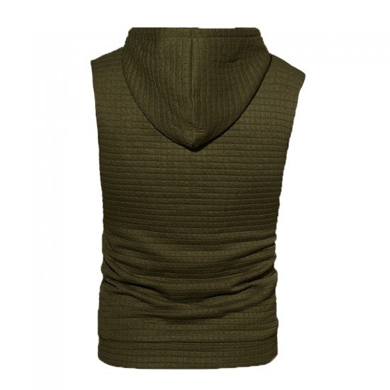  Pure Color Hooded Sleeveless Men's Vest