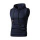  Pure Color Hooded Sleeveless Men's Vest