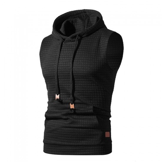  Pure Color Hooded Sleeveless Men's Vest