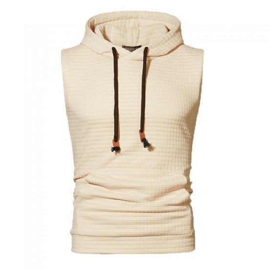  Pure Color Hooded Sleeveless Men's Vest