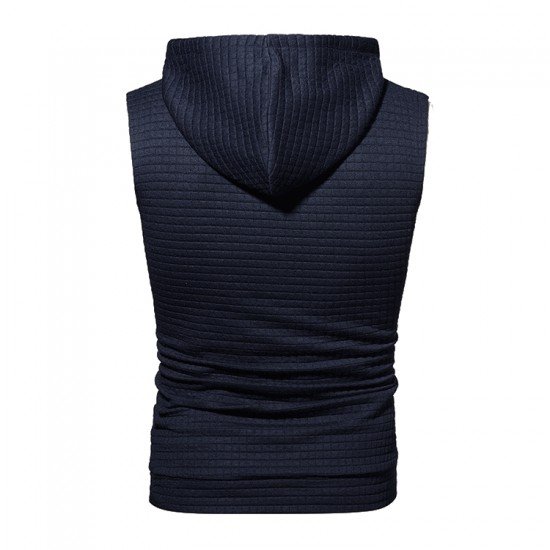  Pure Color Hooded Sleeveless Men's Vest