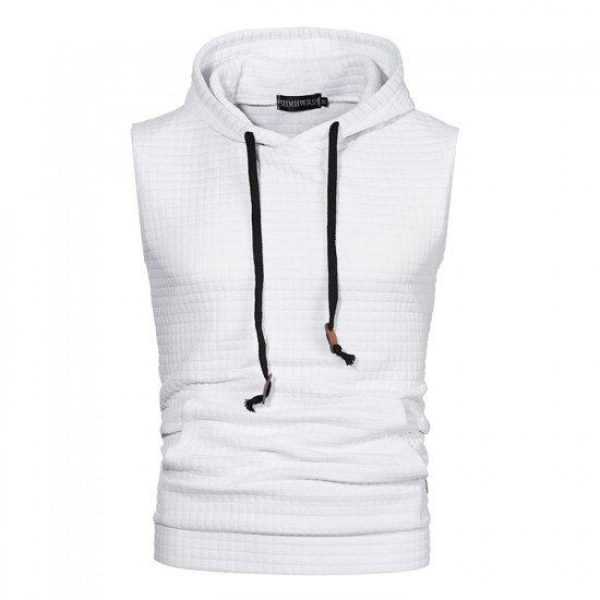  Pure Color Hooded Sleeveless Men's Vest