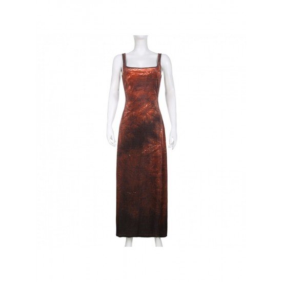 Vintage Square Neck Backless Sleeveless Maxi Dresses