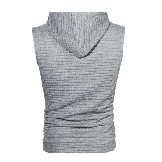  Pure Color Hooded Sleeveless Men's Vest