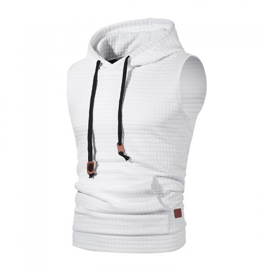  Pure Color Hooded Sleeveless Men's Vest