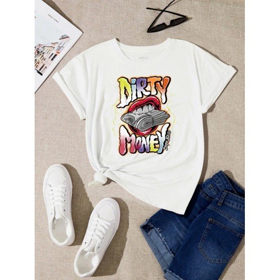 Latest Graphic Crew Neck T Shirts For Women