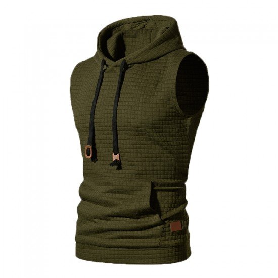  Pure Color Hooded Sleeveless Men's Vest