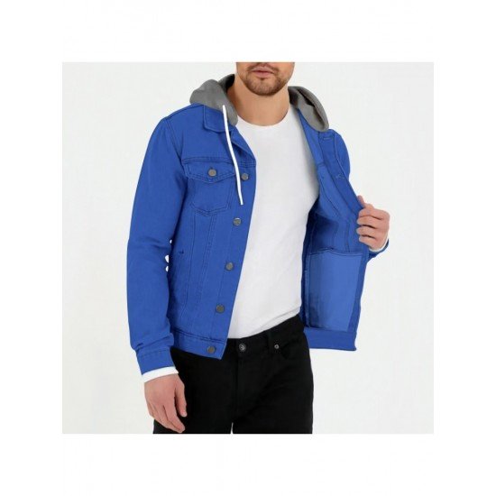  Leisure Hooded Pure Color Men's Jacket