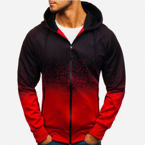 Gradient Color Casual Hooded Coats For Men