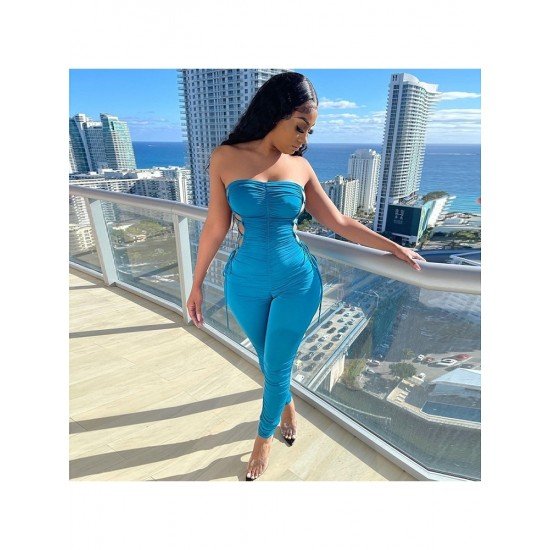  Spring Skinny Backless Bandage Women's Sleeveless Jumpsuit