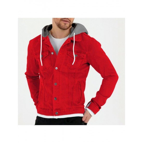  Leisure Hooded Pure Color Men's Jacket