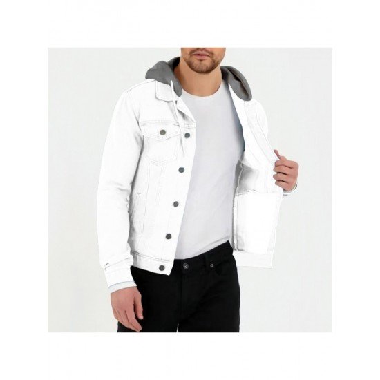  Leisure Hooded Pure Color Men's Jacket