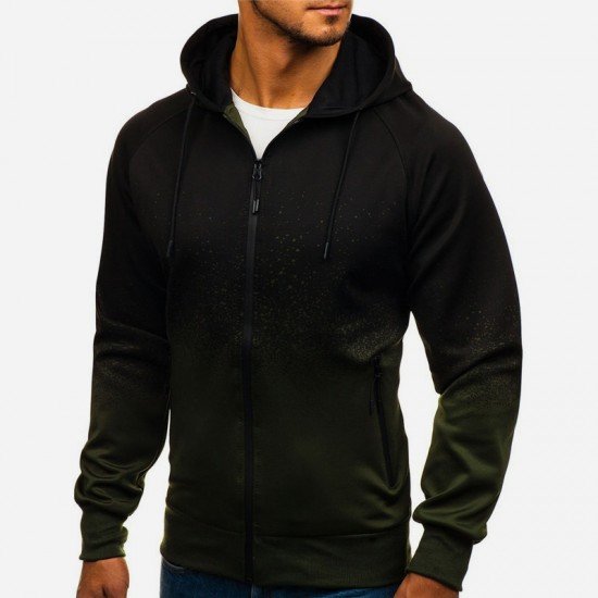 Gradient Color Casual Hooded Coats For Men