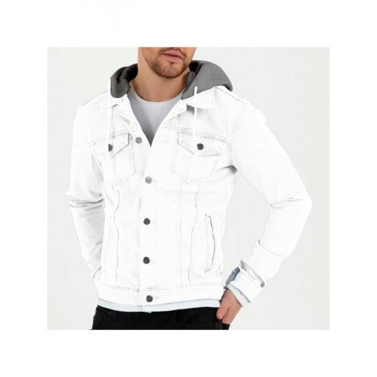  Leisure Hooded Pure Color Men's Jacket