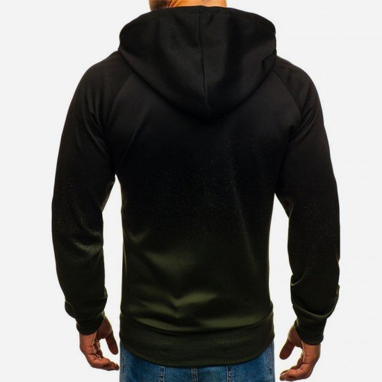 Gradient Color Casual Hooded Coats For Men