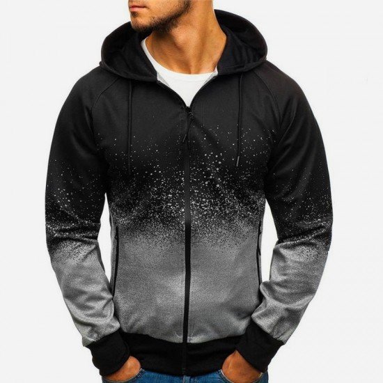 Gradient Color Casual Hooded Coats For Men