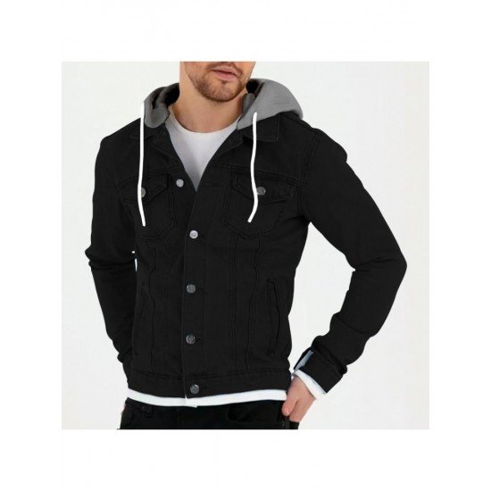  Leisure Hooded Pure Color Men's Jacket