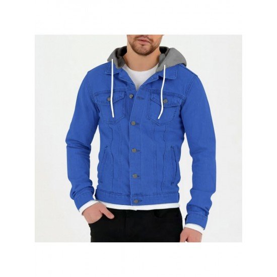  Leisure Hooded Pure Color Men's Jacket