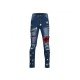 Plaid Patchwork Ripped Pencil Jeans For Men