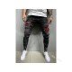 Plaid Patchwork Ripped Pencil Jeans For Men