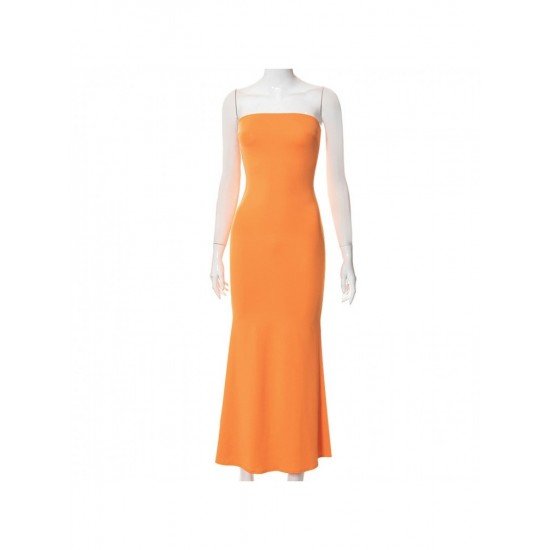  Pure Color Backless Strapless Women's Sleeveless Dress