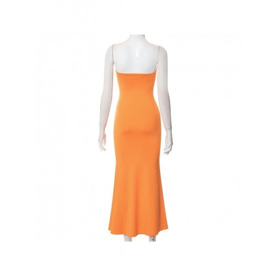  Pure Color Backless Strapless Women's Sleeveless Dress