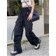 Casual Vintage Drawstring Loose Black Cargo Trousers