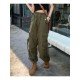 Casual Vintage Drawstring Loose Black Cargo Trousers