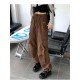 Casual Vintage Drawstring Loose Black Cargo Trousers