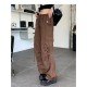 Casual Vintage Drawstring Loose Black Cargo Trousers