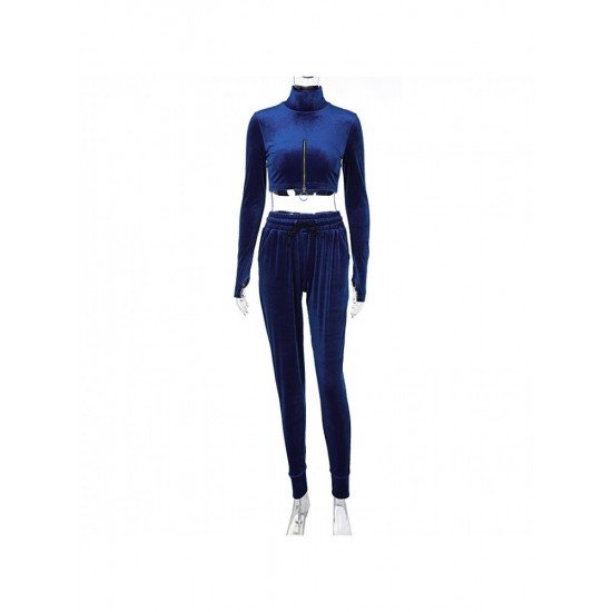  2022 Autumn Korean Cashmere Zipper Trouser Set