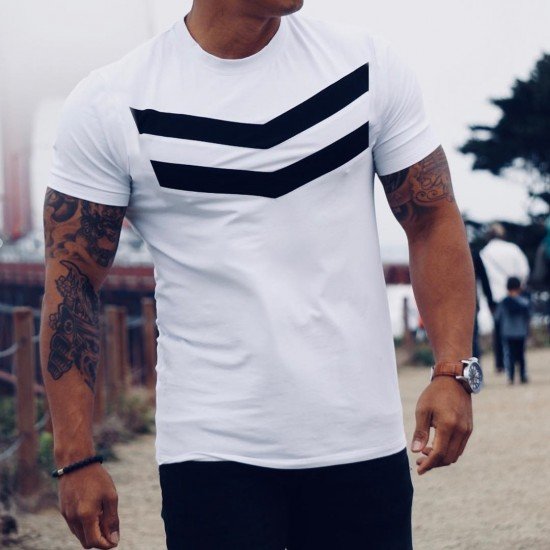  Summer Printing Round Neck Men's Short Sleeve T-Shirt