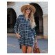  Autumn V-Neck Plaid Women's Long Sleeve Top