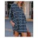  Autumn V-Neck Plaid Women's Long Sleeve Top