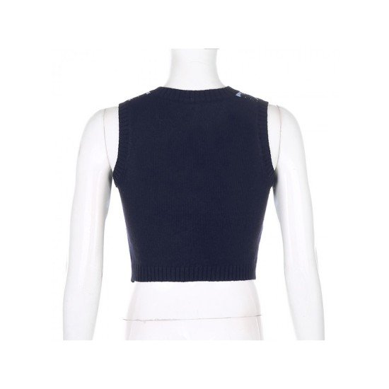 Rhombus V Neck Sweater Vest Tops