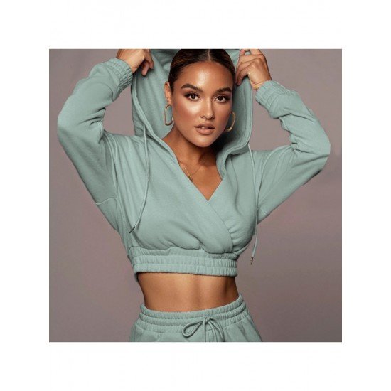 Sports Hooded Collar Top 2 Piece Workout Sets