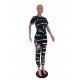 Cut Out Printed Casual 2piece Trouser Sets