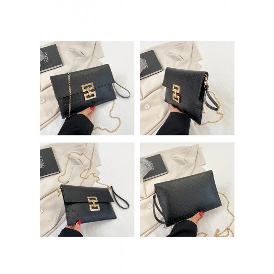 Versatile Solid Black Chain Ladies Shoulder Bags